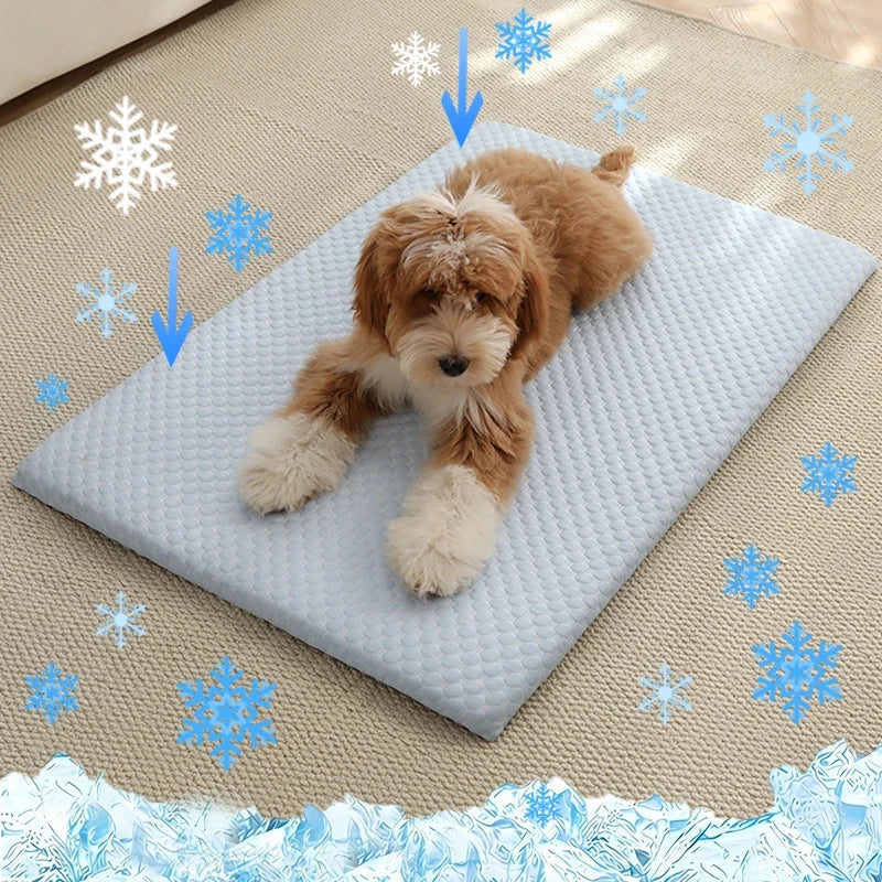 Summer Ice Silk Thick Breathable Dog Bed Cooling sponge Mat cat bed Non Slip Washable Pet Pad for Medium Large Cats Dogs