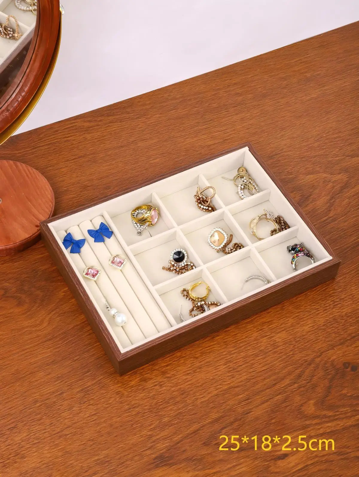 Multi-layer Wooden Jewelry Box Transparent Window Rings Necklace Jewelry Storage Case Organizer Bracelet Earrings