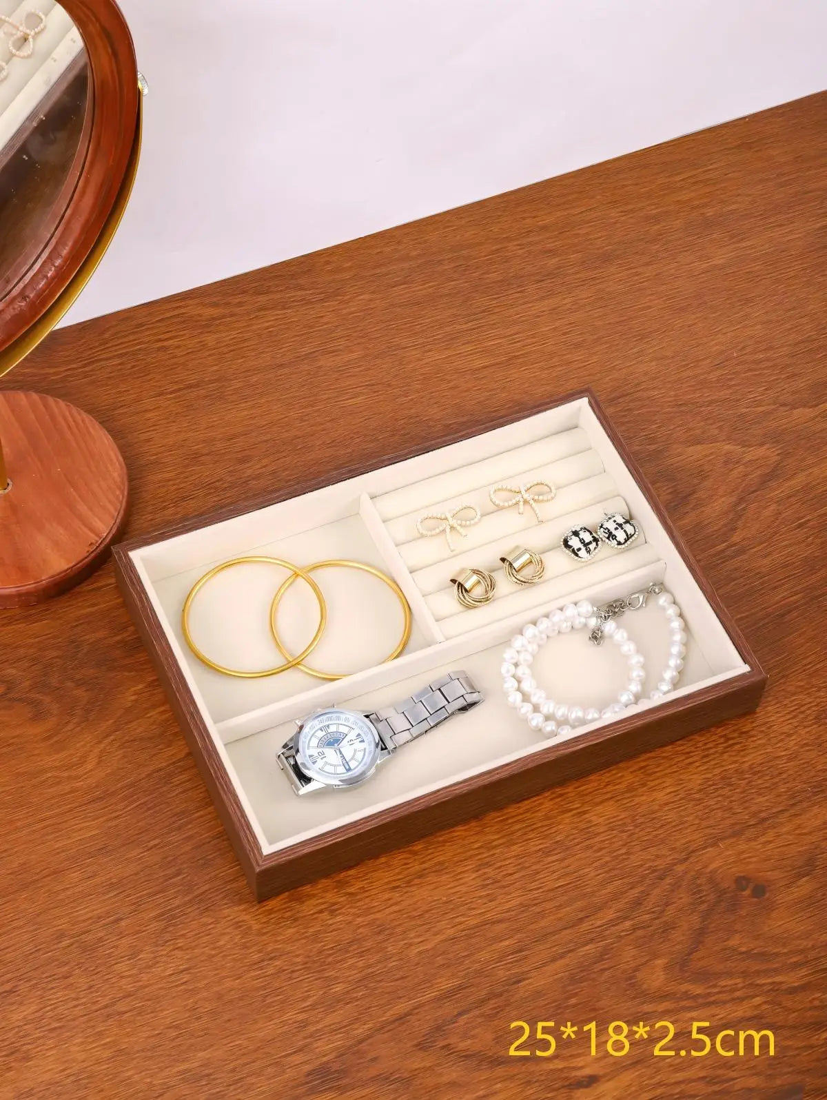 Multi-layer Wooden Jewelry Box Transparent Window Rings Necklace Jewelry Storage Case Organizer Bracelet Earrings