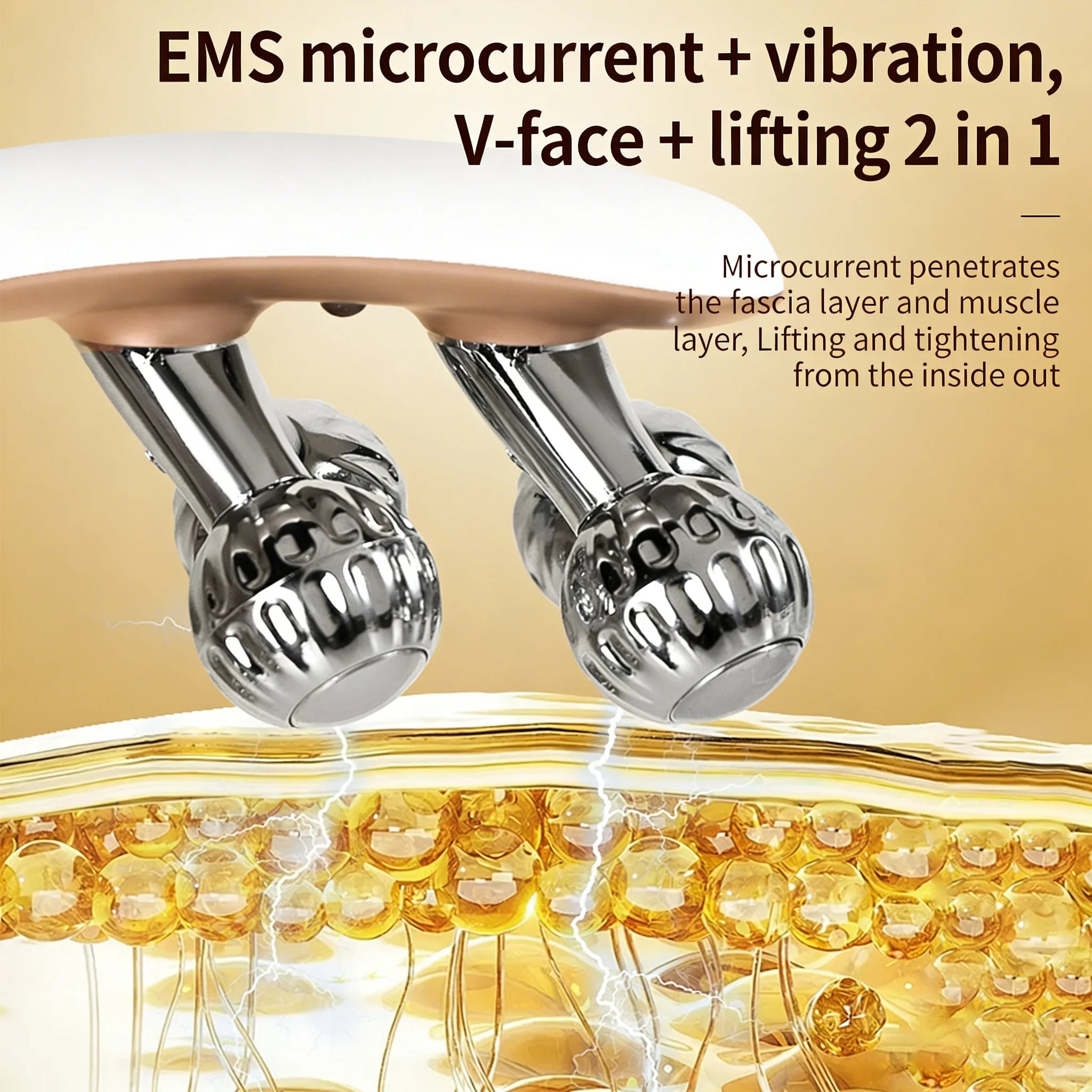Anti-Aging Ems Microcurrent Roller Facial Shaping Device - V-Ray Radiofrequency Beauty Firmening and Lifting Facial Massage