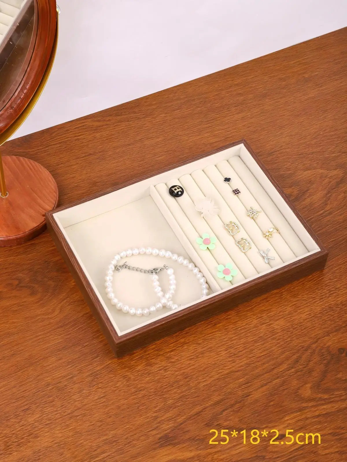 Multi-layer Wooden Jewelry Box Transparent Window Rings Necklace Jewelry Storage Case Organizer Bracelet Earrings